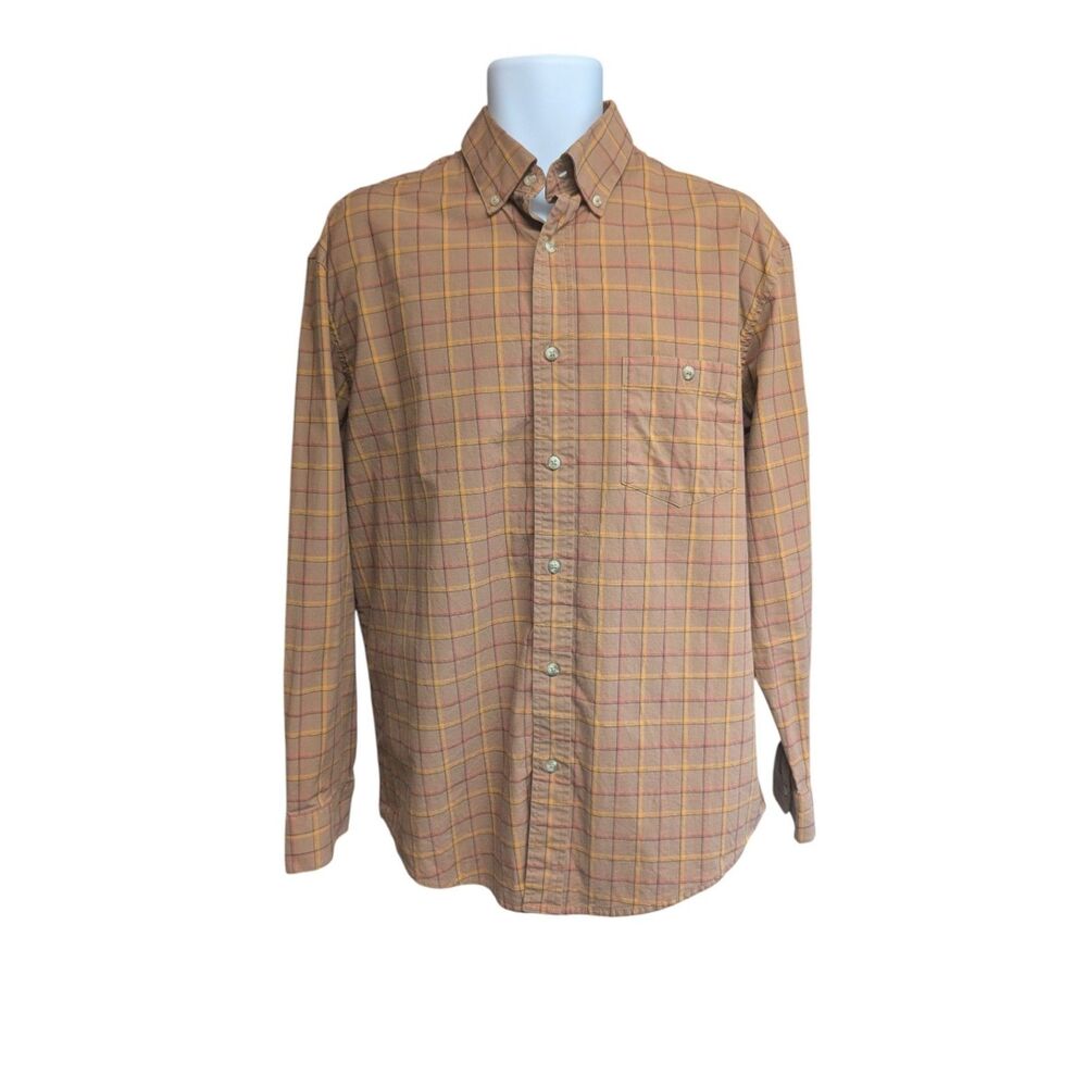 Wrangler Button Down Long Sleeve Collared Shirt in Brown Plaid Men's Size L